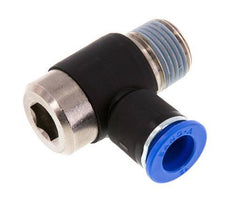 12mm x R1/2'' 90deg Elbow L-shape Push-in Fitting with Male Threads Brass/PA 66 NBR Inner Hexagon Rotatable