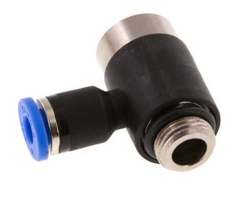 4mm x G1/8'' 90deg Elbow L-shape Push-in Fitting with Male Threads Brass/PA 66 NBR Inner Hexagon Rotatable [2 Pieces]