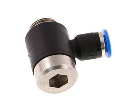 6mm x G1/4'' 90deg Elbow L-shape Push-in Fitting with Male Threads Brass/PA 66 NBR Inner Hexagon Rotatable [2 Pieces]