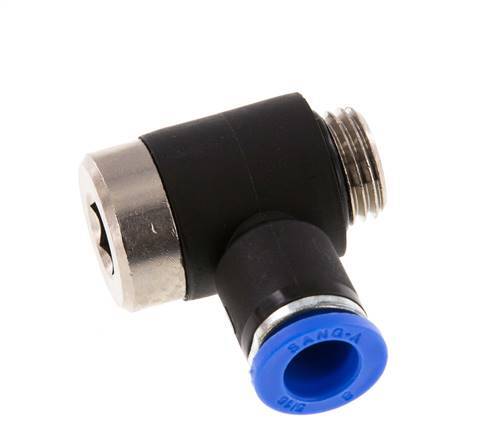 8mm x G1/4'' 90deg Elbow L-shape Push-in Fitting with Male Threads Brass/PA 66 NBR Inner Hexagon Rotatable [2 Pieces]