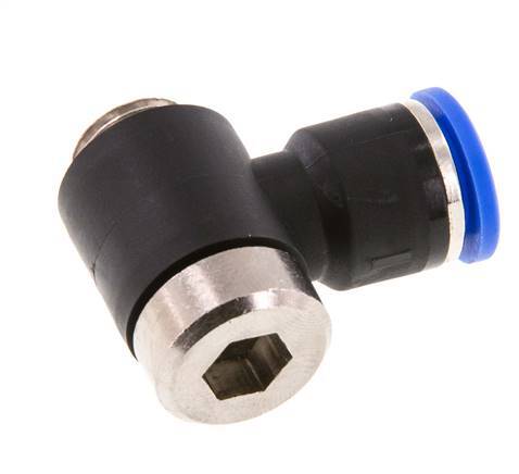 10mm x G1/4'' 90deg Elbow L-shape Push-in Fitting with Male Threads Brass/PA 66 NBR Inner Hexagon Rotatable