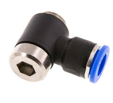10mm x G1/4'' 90deg Elbow L-shape Push-in Fitting with Male Threads Brass/PA 66 NBR Inner Hexagon Rotatable