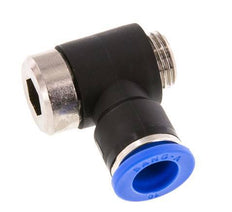 10mm x G1/4'' 90deg Elbow L-shape Push-in Fitting with Male Threads Brass/PA 66 NBR Inner Hexagon Rotatable