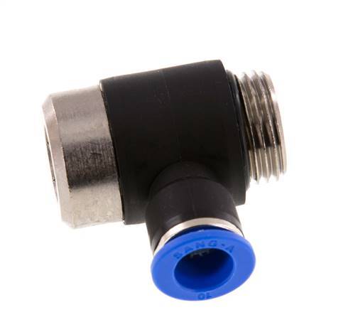 10mm x G1/2'' 90deg Elbow L-shape Push-in Fitting with Male Threads Brass/PA 66 NBR Inner Hexagon Rotatable