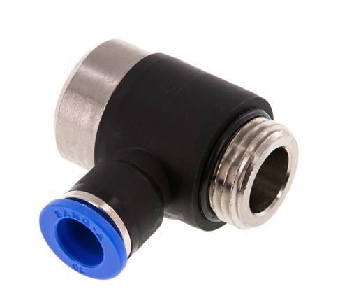 10mm x G1/2'' 90deg Elbow L-shape Push-in Fitting with Male Threads Brass/PA 66 NBR Inner Hexagon Rotatable