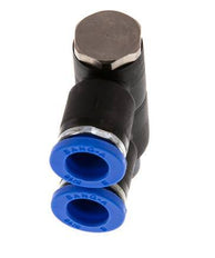8mm x R1/8'' 2-way Manifold Push-in Fitting with Male Threads Brass/PA 66 NBR Rotatable