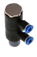 4mm x R1/4'' 2-way Manifold Push-in Fitting with Male Threads Brass/PA 66 NBR Rotatable