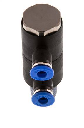 4mm x R1/4'' 2-way Manifold Push-in Fitting with Male Threads Brass/PA 66 NBR Rotatable