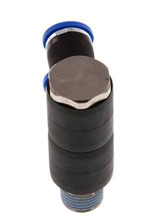 8mm x R1/4'' 2-way Manifold Push-in Fitting with Male Threads Brass/PA 66 NBR Rotatable