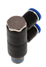 8mm x R1/4'' 2-way Manifold Push-in Fitting with Male Threads Brass/PA 66 NBR Rotatable