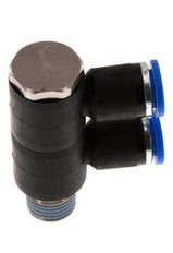 8mm x R1/4'' 2-way Manifold Push-in Fitting with Male Threads Brass/PA 66 NBR Rotatable