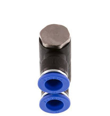 10mm x R1/4'' 2-way Manifold Push-in Fitting with Male Threads Brass/PA 66 NBR Rotatable