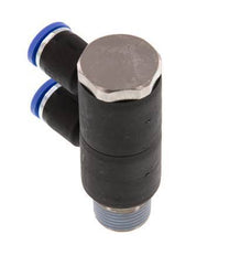 8mm x R3/8'' 2-way Manifold Push-in Fitting with Male Threads Brass/PA 66 NBR Rotatable