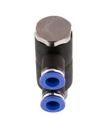 8mm x R3/8'' 2-way Manifold Push-in Fitting with Male Threads Brass/PA 66 NBR Rotatable