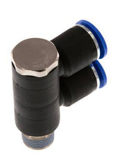 12mm x R3/8'' 2-way Manifold Push-in Fitting with Male Threads Brass/PA 66 NBR Rotatable