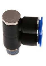 12mm x R3/8'' 2-way Manifold Push-in Fitting with Male Threads Brass/PA 66 NBR Rotatable