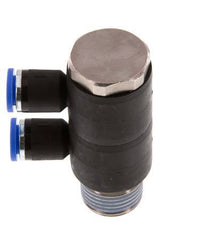 8mm x R1/2'' 2-way Manifold Push-in Fitting with Male Threads Brass/PA 66 NBR Rotatable