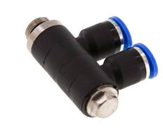 6mm x G1/8'' 2-way Manifold Push-in Fitting with Male Threads Brass/PA 66 NBR Rotatable