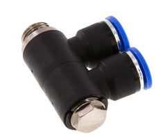10mm x G1/4'' 2-way Manifold Push-in Fitting with Male Threads Brass/PA 66 NBR Rotatable