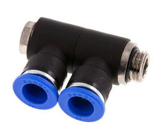 10mm x G1/4'' 2-way Manifold Push-in Fitting with Male Threads Brass/PA 66 NBR Rotatable