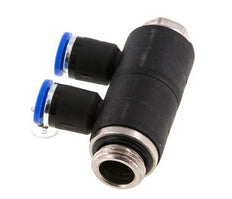 8mm x G3/8'' 2-way Manifold Push-in Fitting with Male Threads Brass/PA 66 NBR Rotatable