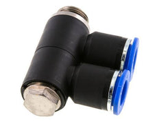 12mm x G3/8'' 2-way Manifold Push-in Fitting with Male Threads Brass/PA 66 NBR Rotatable