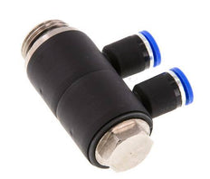 8mm x G1/2'' 2-way Manifold Push-in Fitting with Male Threads Brass/PA 66 NBR Rotatable