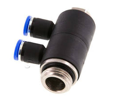 8mm x G1/2'' 2-way Manifold Push-in Fitting with Male Threads Brass/PA 66 NBR Rotatable