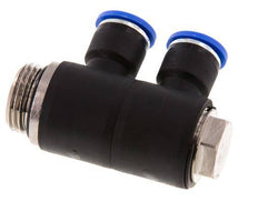 10mm x G1/2'' 2-way Manifold Push-in Fitting with Male Threads Brass/PA 66 NBR Rotatable