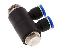 10mm x G1/2'' 2-way Manifold Push-in Fitting with Male Threads Brass/PA 66 NBR Rotatable