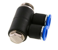 12mm x G1/2'' 2-way Manifold Push-in Fitting with Male Threads Brass/PA 66 NBR Rotatable