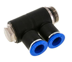 12mm x G1/2'' 2-way Manifold Push-in Fitting with Male Threads Brass/PA 66 NBR Rotatable