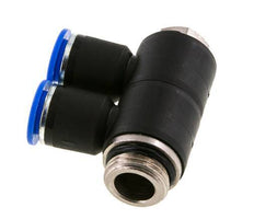 12mm x G1/2'' 2-way Manifold Push-in Fitting with Male Threads Brass/PA 66 NBR Rotatable