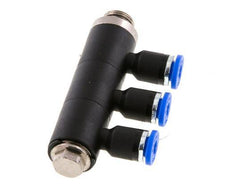 4mm x G1/8'' 3-way Manifold Push-in Fitting with Male Threads Brass/PA 66 NBR Rotatable