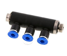 4mm x G1/8'' 3-way Manifold Push-in Fitting with Male Threads Brass/PA 66 NBR Rotatable