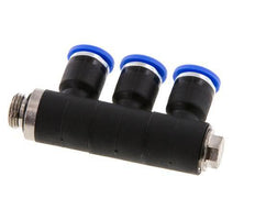 6mm x G1/8'' 3-way Manifold Push-in Fitting with Male Threads Brass/PA 66 NBR Rotatable