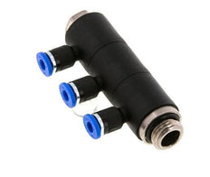 4mm x G1/4'' 3-way Manifold Push-in Fitting with Male Threads Brass/PA 66 NBR Rotatable