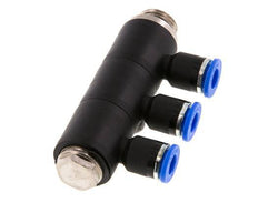 6mm x G1/4'' 3-way Manifold Push-in Fitting with Male Threads Brass/PA 66 NBR Rotatable