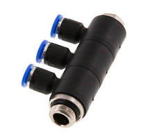 6mm x G1/4'' 3-way Manifold Push-in Fitting with Male Threads Brass/PA 66 NBR Rotatable
