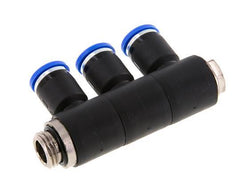 8mm x G1/4'' 3-way Manifold Push-in Fitting with Male Threads Brass/PA 66 NBR Rotatable