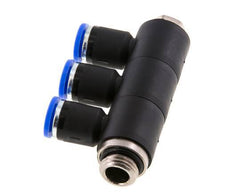 8mm x G1/4'' 3-way Manifold Push-in Fitting with Male Threads Brass/PA 66 NBR Rotatable