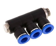 10mm x G1/4'' 3-way Manifold Push-in Fitting with Male Threads Brass/PA 66 NBR Rotatable