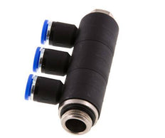 8mm x G3/8'' 3-way Manifold Push-in Fitting with Male Threads Brass/PA 66 NBR Rotatable