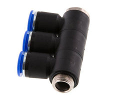 12mm x G3/8'' 3-way Manifold Push-in Fitting with Male Threads Brass/PA 66 NBR Rotatable