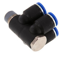 12mm x R3/8'' 4-way Manifold Push-in Fitting with Male Threads Brass/PA 66 NBR Rotatable