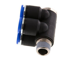 12mm x R3/8'' 4-way Manifold Push-in Fitting with Male Threads Brass/PA 66 NBR Rotatable