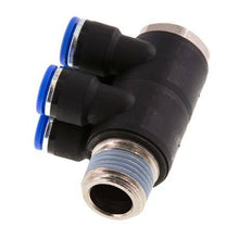 10mm x R1/2'' 4-way Manifold Push-in Fitting with Male Threads Brass/PA 66 NBR Rotatable