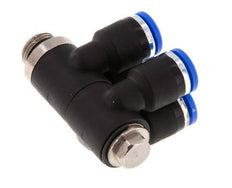 6mm x G1/8'' 4-way Manifold Push-in Fitting with Male Threads Brass/PA 66 NBR Rotatable