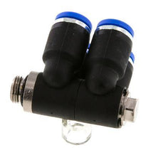8mm x G1/8'' 4-way Manifold Push-in Fitting with Male Threads Brass/PA 66 NBR Rotatable