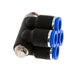 8mm x G1/8'' 4-way Manifold Push-in Fitting with Male Threads Brass/PA 66 NBR Rotatable